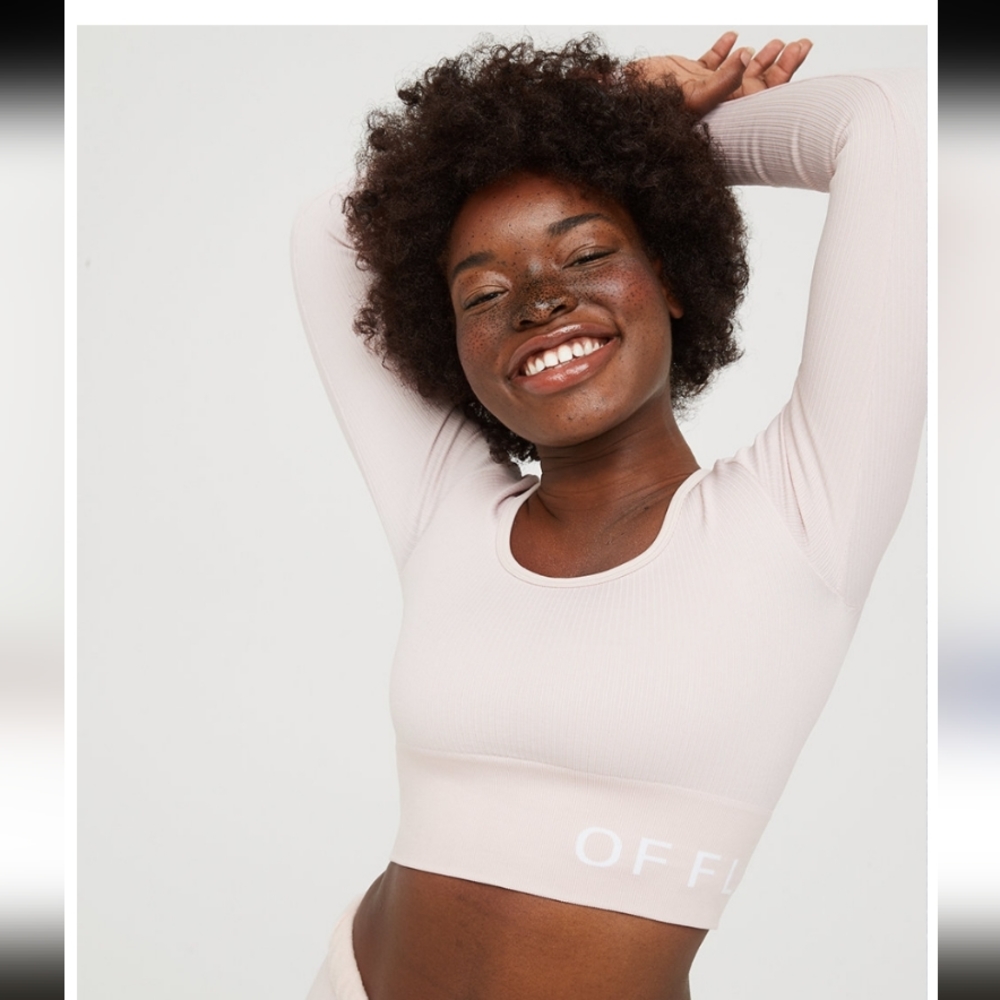NWOT AERIE OFFLINE Sidewalk Seamless Ribbed Long-Sleeve Cropped T-Shirt